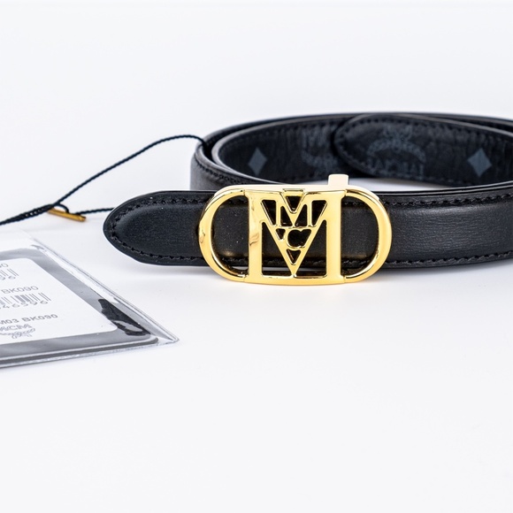 NWT | MCM Mode Mena Reversible Leather Belt Visetos Logo Gold Buckle - 90 cm main image 10